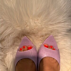 Saks Fifth Avenue Pink Croc-Embossed Heels